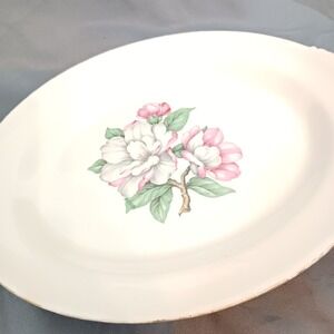 Vintage Cunningham & Pickett Serving Platter 13.5in White Good Magnolia Floral